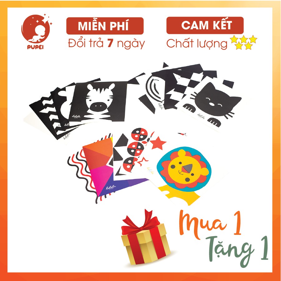 Bộ thẻ decal đen trắng 🎁 KÈM QUÀ TẶNG 🎁 kích thích thị giác cho bé sơ sinh