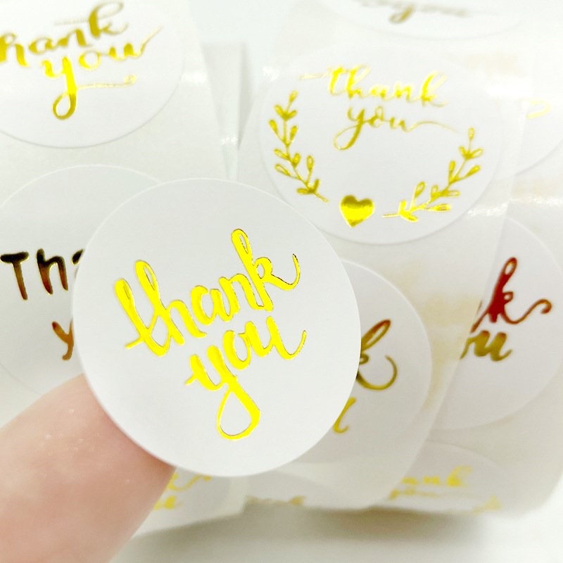 50 Tem stiker chữ ánh kim Thank You cảm ơn dán trang trí quà tặng
