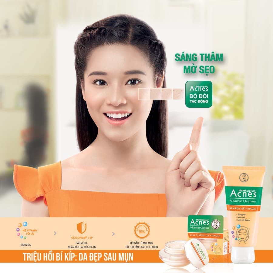 Bộ đôi Kem dưỡng da acnes vitamin 40g+ srm 100g