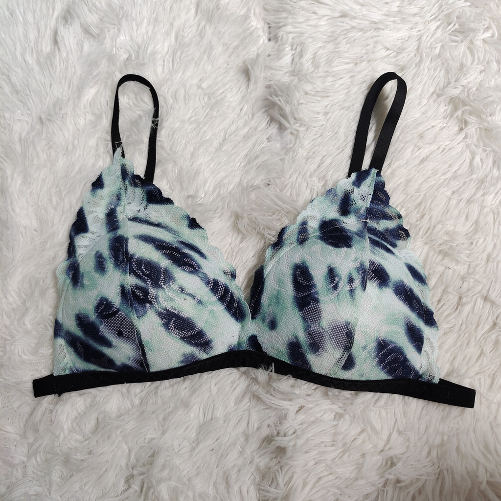 Set Bra - Bralette ren sexy không gọng, mút mỏng - Màu xanh loang - NY42 - Bộ đồ lót nữ