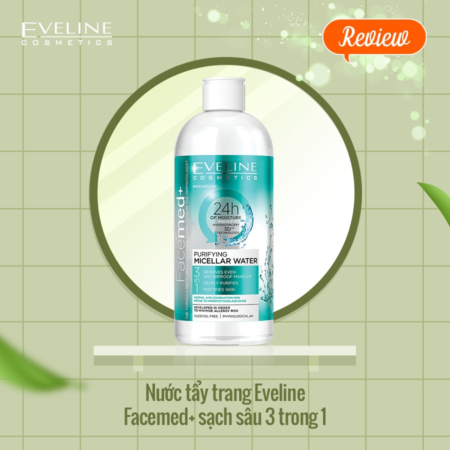 Nước Tẩy Trang Mềm Mịn Da Không Cồn Dành Cho Da Thường, Da Dầu Và Da Hỗn Hợp Facemed + Eveline 400ml