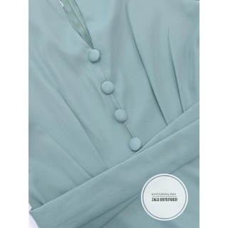✨BÁN SỈ✨Đầm xanh mint cúc bọc đai liền