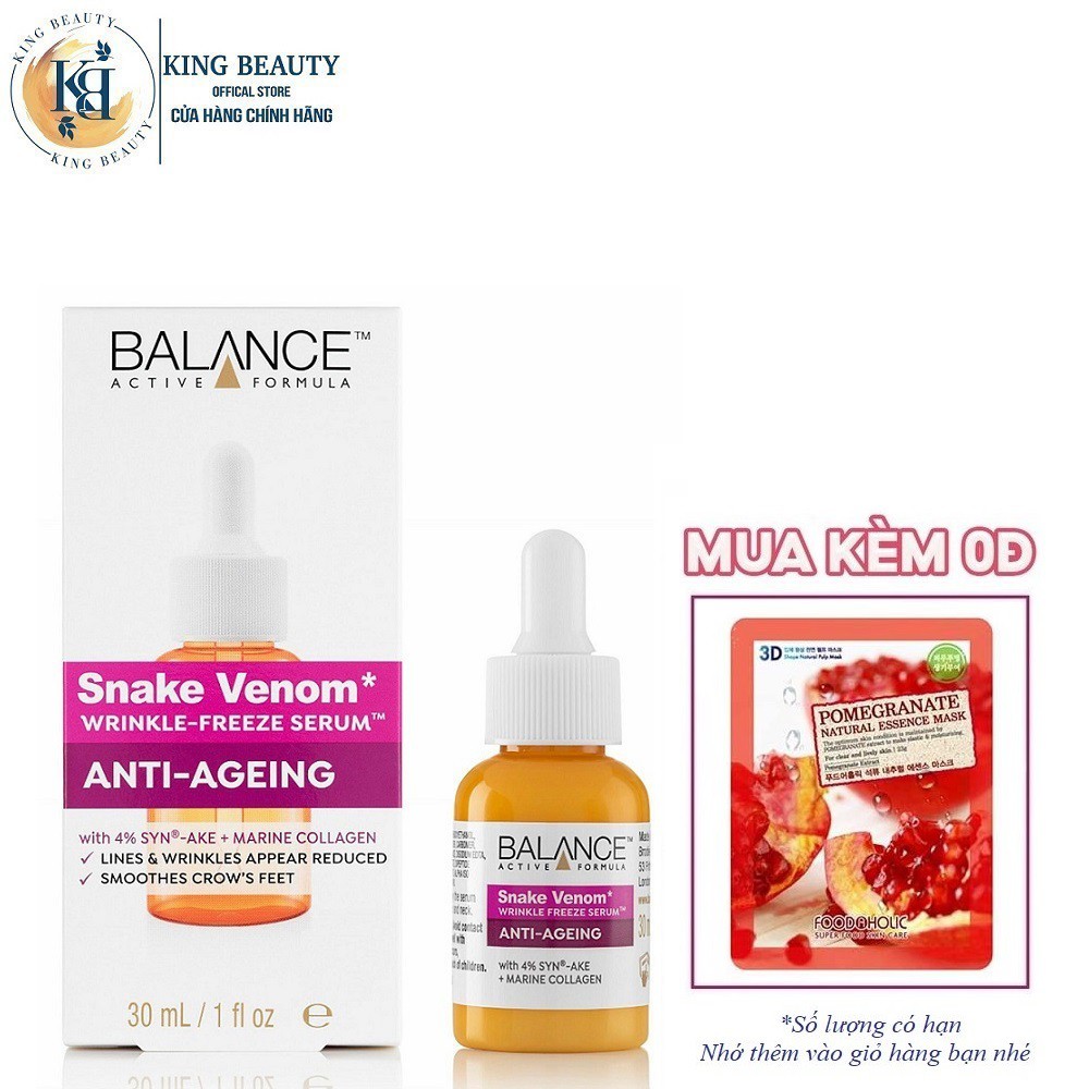 Serum Nọc Rắn Giảm Vết Nhăn Chống Lão Hóa Balance Active Formula Snake Venom Wrinkle Freeze Serum 30ml