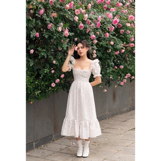 Váy nữ thiết kế dáng dài nhún tay The Peachy-Katie Dress