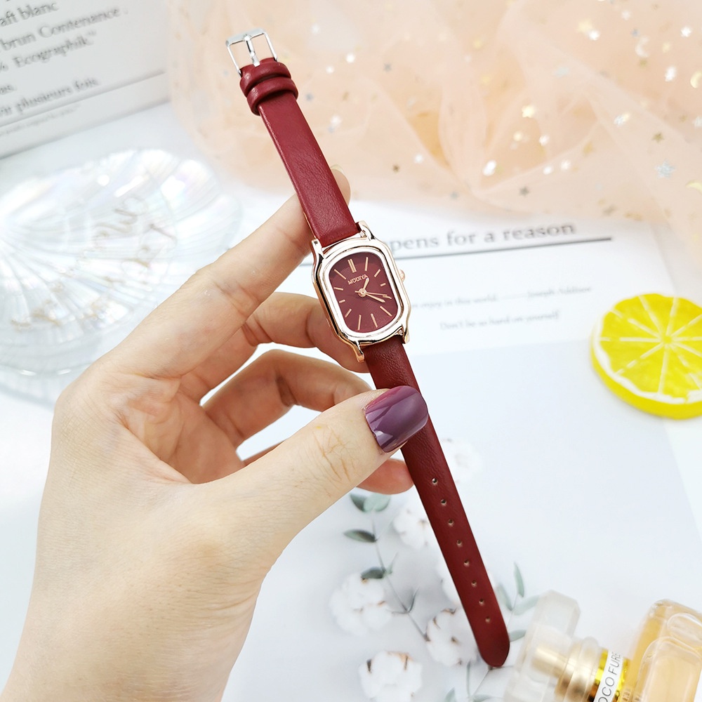 Đồng Hồ Analog Máy Quartz Mặt Vuông Dây Da PU Thời Trang Cho Nữ