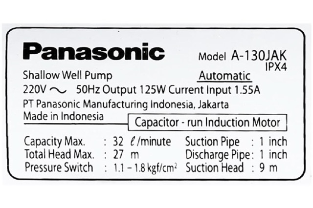 A-130JAK Máy bơm nước Tăng áp 125w Chính hãng Panasonic