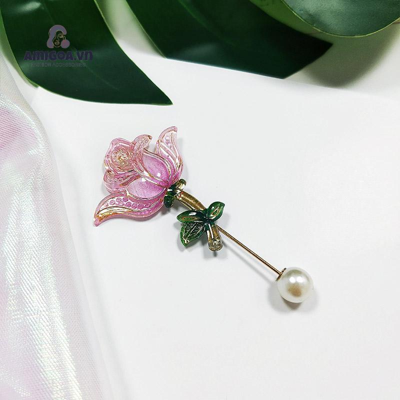 Ghim Cài Áo Hình Bông Hoa Đính Pha Lê