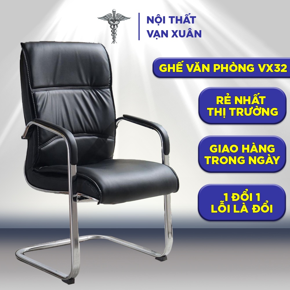 Ghế văn phòng VX32 ghế làm việc chân quỳ da cao cấp - Nội Thất Vạn Xuân