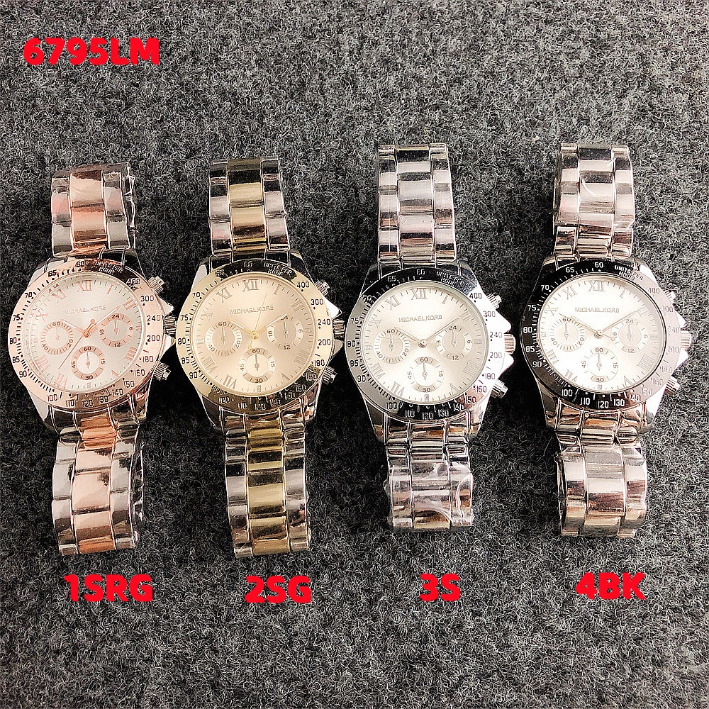 Đồng hồ ba mặt thông thường bằng thép không gỉ MK dành cho nữ Jam Tangan Perempuan