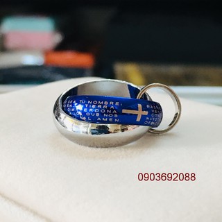Dây chuyền inox nhẫn đôi lồng nhau in kinh thánh, dây chuyền kiểu mẫu nhóm, mẫu cặp HCM