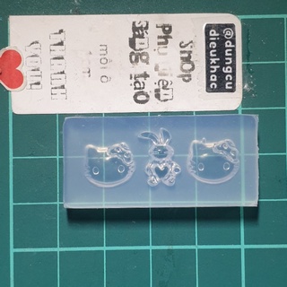 Khuôn silicon  thỏ xinh và mèo kitty trang trí keycap - 3dnail