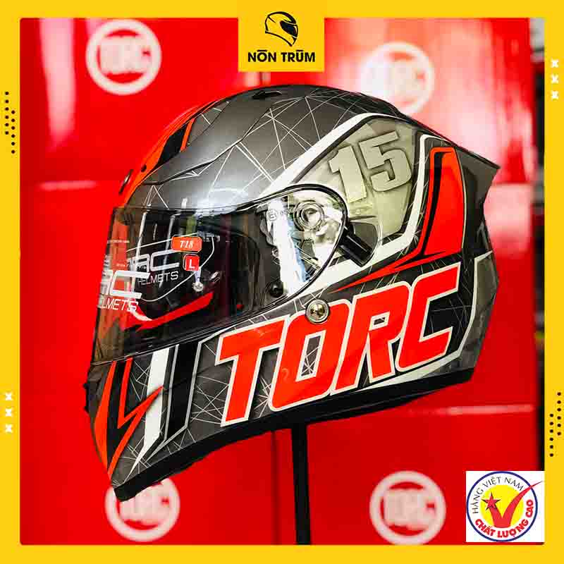 Nón bảo hiểm fullface TORC T18 2 kính chính hãng - XÁM CAM