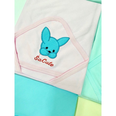 Chăn ủ FUSI trơn có mũ 100%cotton mềm mịn, thoáng khí cho bé 🍀