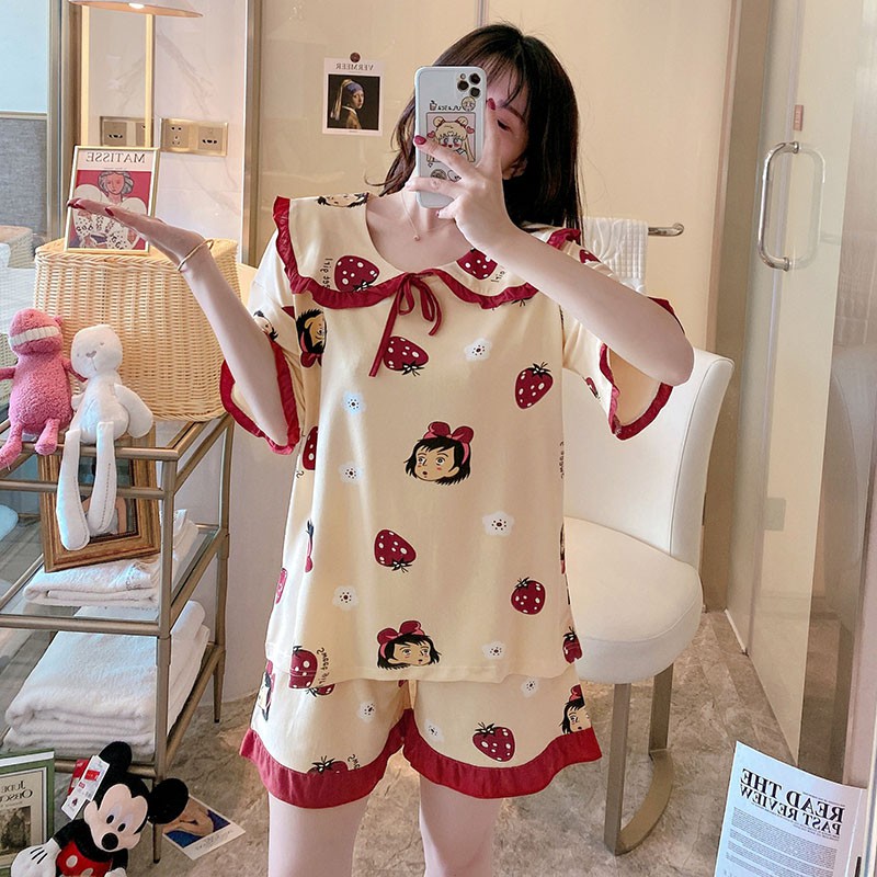 Bộ Đồ Ngủ Pijama Hoạt Hình Phối Nơ Cực Xinh Đáng Yêu Cute Cho Mùa Hè BN24 | BigBuy360 - bigbuy360.vn