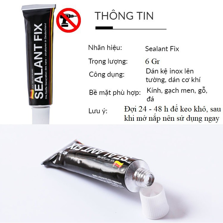 Keo Dán Tường Siêu Dính Sealan fix 6 ML - Keo dán kim loại đa năng dán mọi bề mặt  Tường, Gạch, Kính