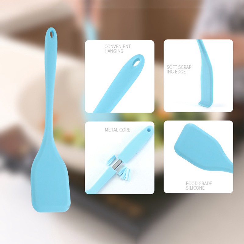 cấp thực phẩm silicone tích hợp 29cm sắt mạ spatula phẳng không dính spatula dày đặc thuổng kháng nhiệt độ cao