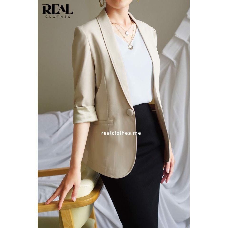 Blazer dài kem_REAL