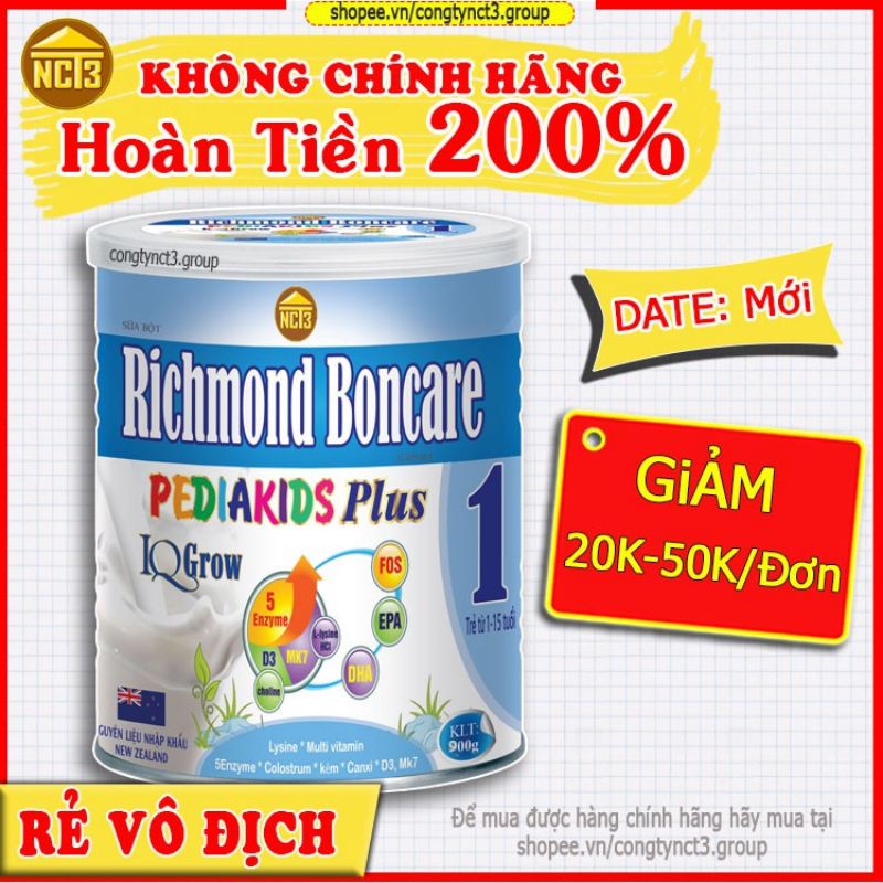 Sữa Bột Cho Trẻ từ 1-15 tuổi Richmond Boncare PEDIAKIDS Plus ( Hàng Chính Hãng cty NCT3)