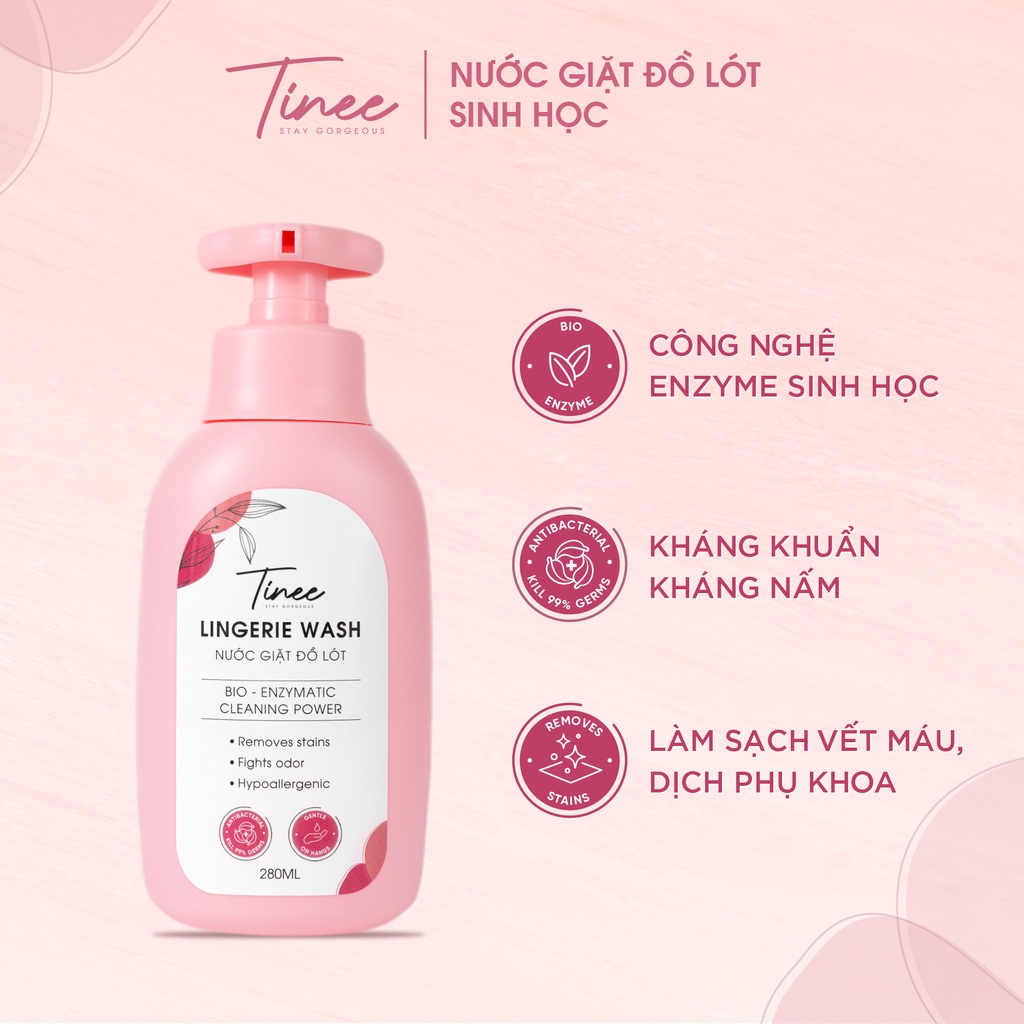 Nước giặt đồ lót Sinh Học Tinee 280ml kháng khuẩn an toàn cho da