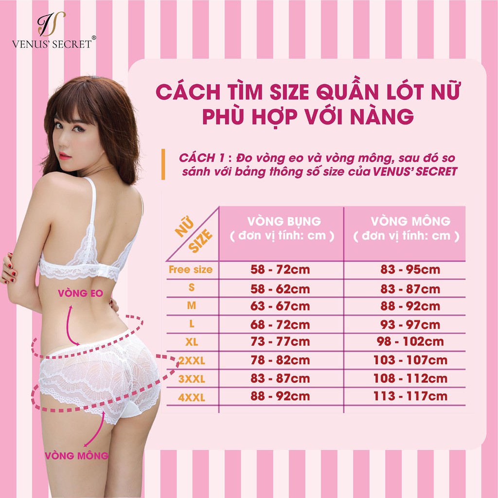 Quần lót nữ kiểu dáng hipster nữ tính, Đồ lót vải sợi poly cao cấp phối ren VENUSSECRET | BigBuy360 - bigbuy360.vn