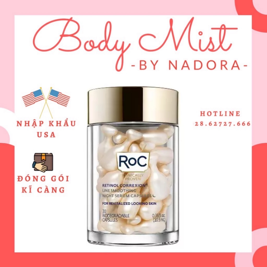 Tinh Chất Giảm Nếp Nhăn ROC Retinol Correxion Line Smoothing Night Serum 30 Capsules
