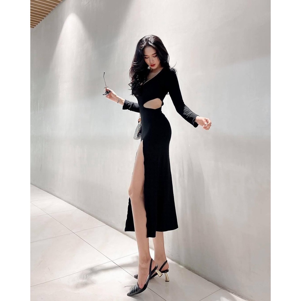 Đầm Body khoét eo, xẻ tà, tay dài tôn dáng không thể thiếu trong tủ đồ