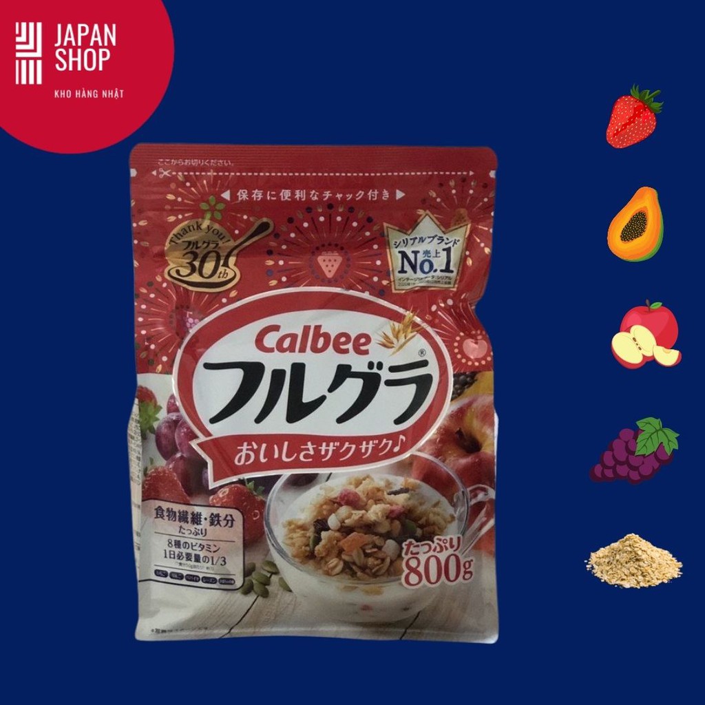 (Date T1/2023) Ngũ cốc hoa quả dinh dưỡng Calbee Nhật Bản 750gr.
