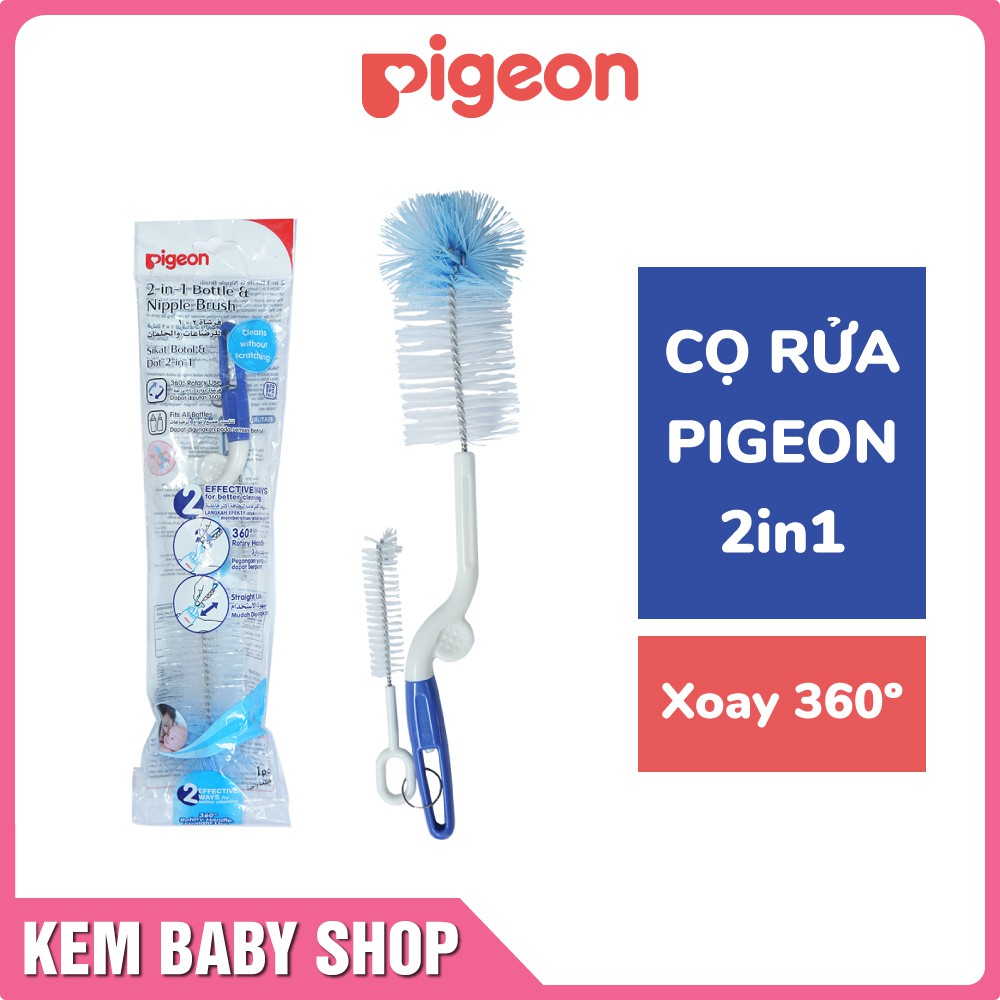 [Chính Hãng] Cọ rửa bình sữa và núm ti Pigeon (tay xoay 2 chiều) - Cọ rửa bình Pigeon