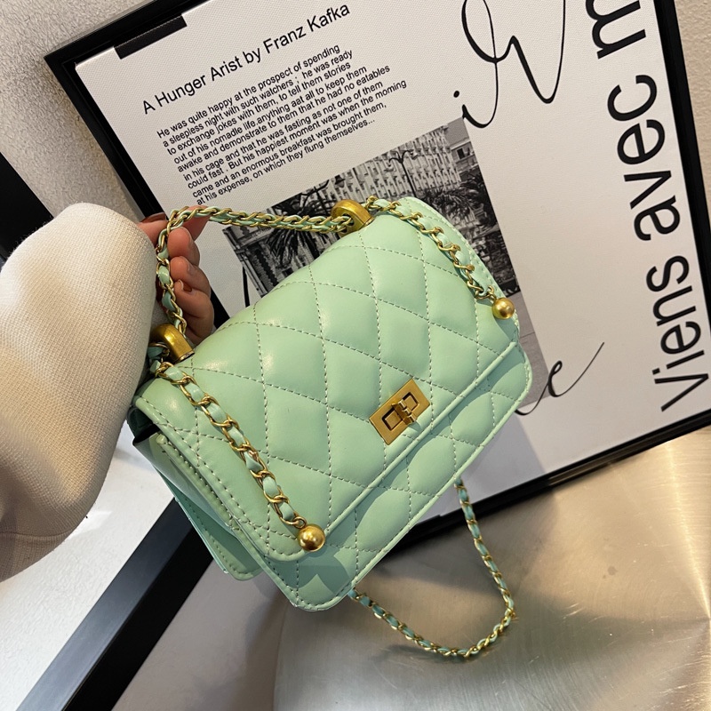 IELGY Túi Đeo Vai Hình Vuông Cỡ Nhỏ Họa Tiết Hình Thoi Đơn Giản Thời Trang Cho Nữ