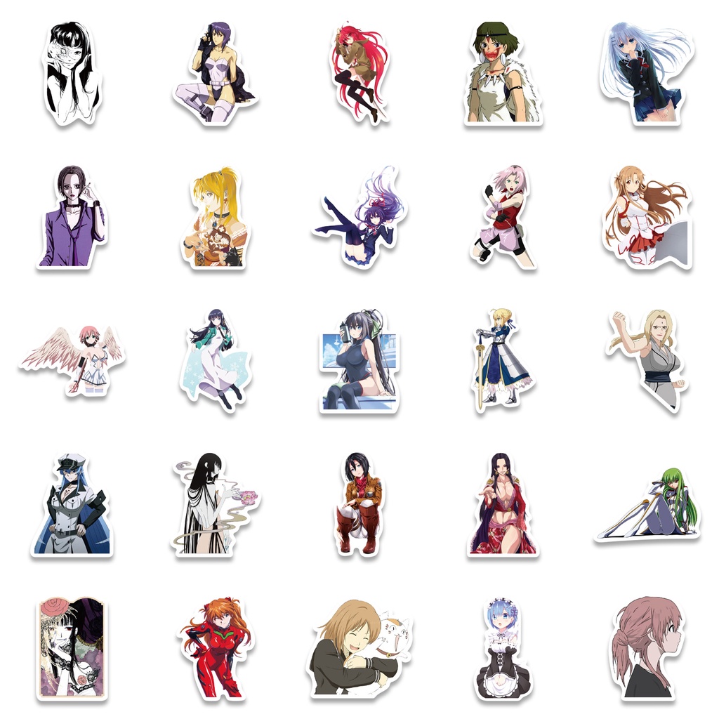 Bộ 50/25/10 Sticker Hoạt Hình Anime Trang Trí Laptop Vali Laptop Hành Lý Notebook
