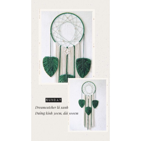 [FOLLOW US GIẢM 30K] Dreamcatcher xanh rêu trang trí nhà cửa phong cách Boho (hình shop tự chụp)