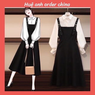 Set áo sơ mi và yếm váy ( kèm hình thật )