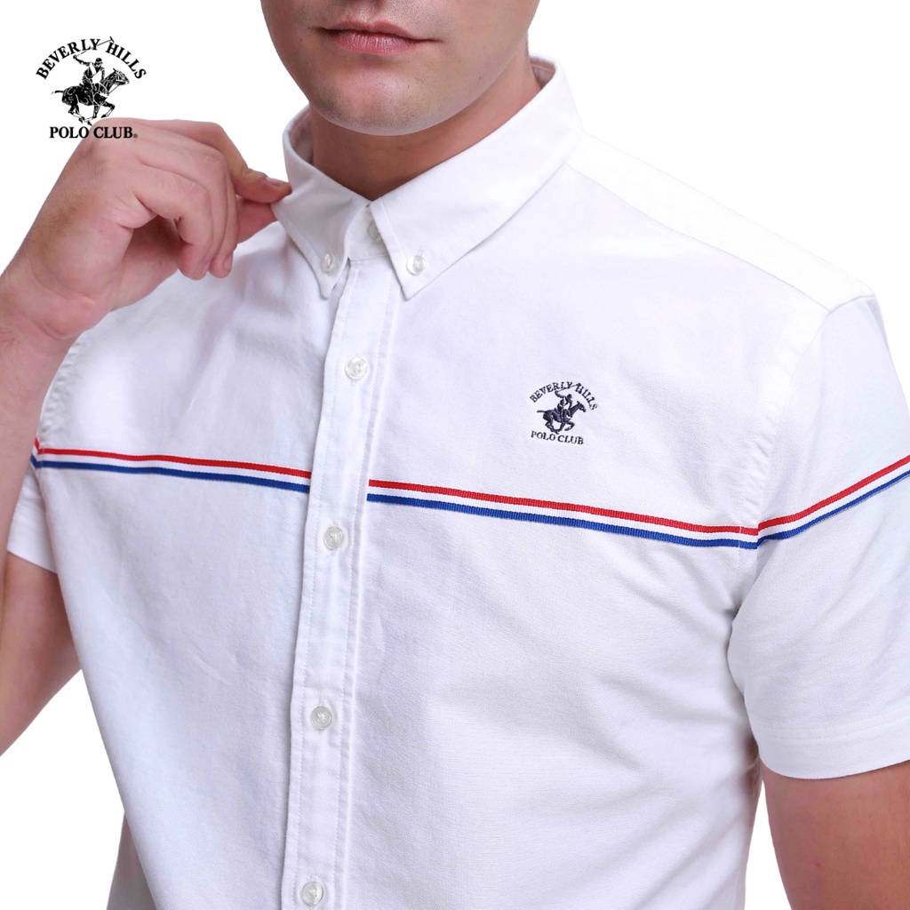 Beverly Hills Polo Club - Áo sơ mi Ngắn tay Nam Slim Fit Trắng WH- BHPC CMSSS22TL001