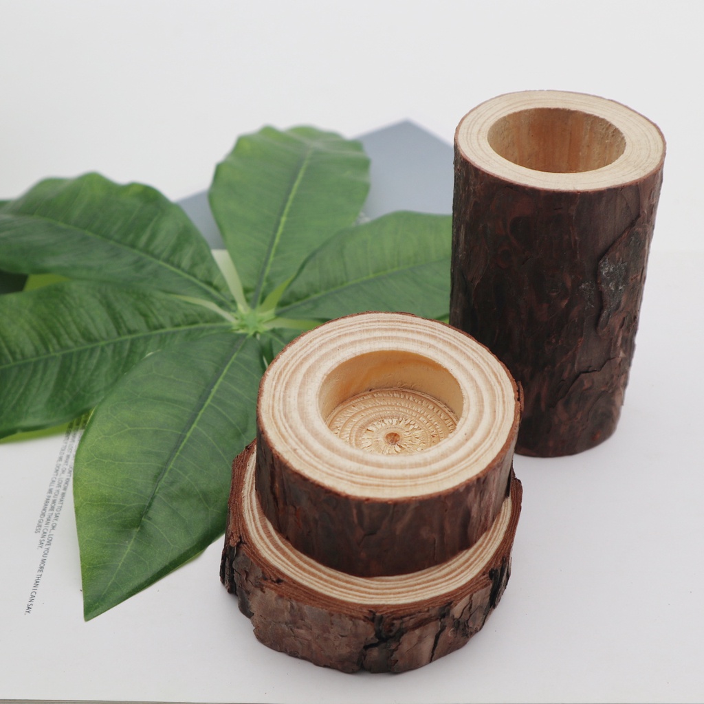 Chân Nến Dạng Khúc Gỗ Decor, Phụ Kiện Chụp Ảnh