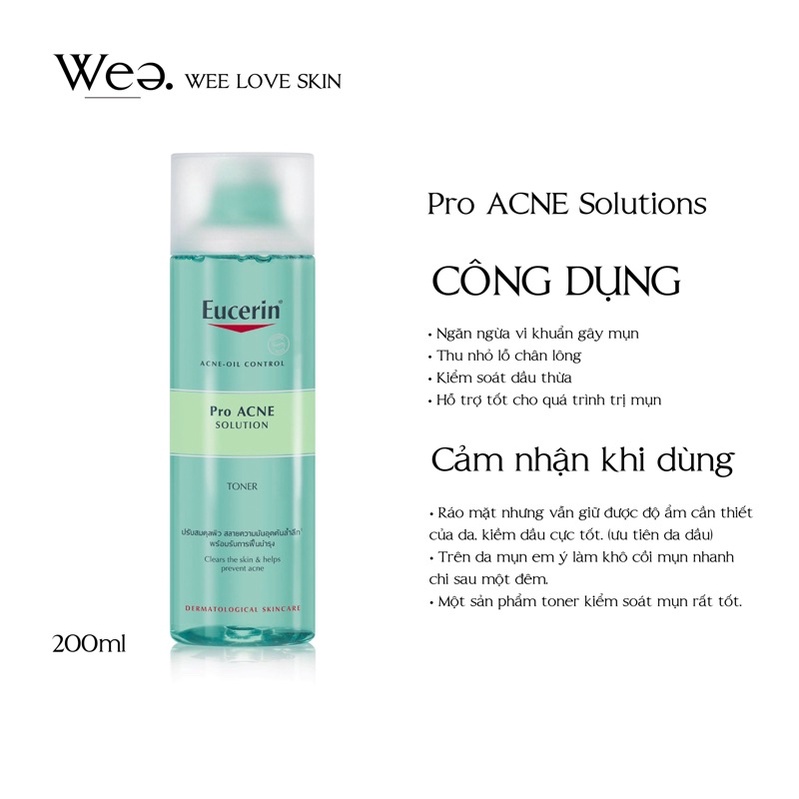 Toner Eucerin - Pro Acne - Toner kiểm soát mụn&dầu nhờn - Wee Love Skin