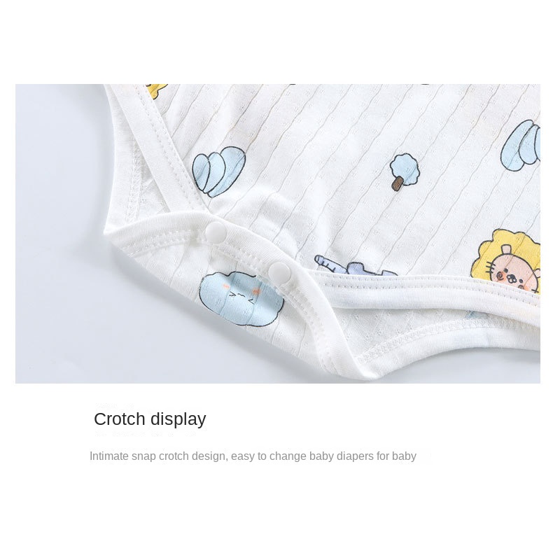 Bộ Áo Liền Quần Tam Giác Tay Ngắn Bằng Vải Cotton In Họa Tiết Hoạt Hình Dễ Thương Cho Bé Sơ Sinh 0-18 Tháng