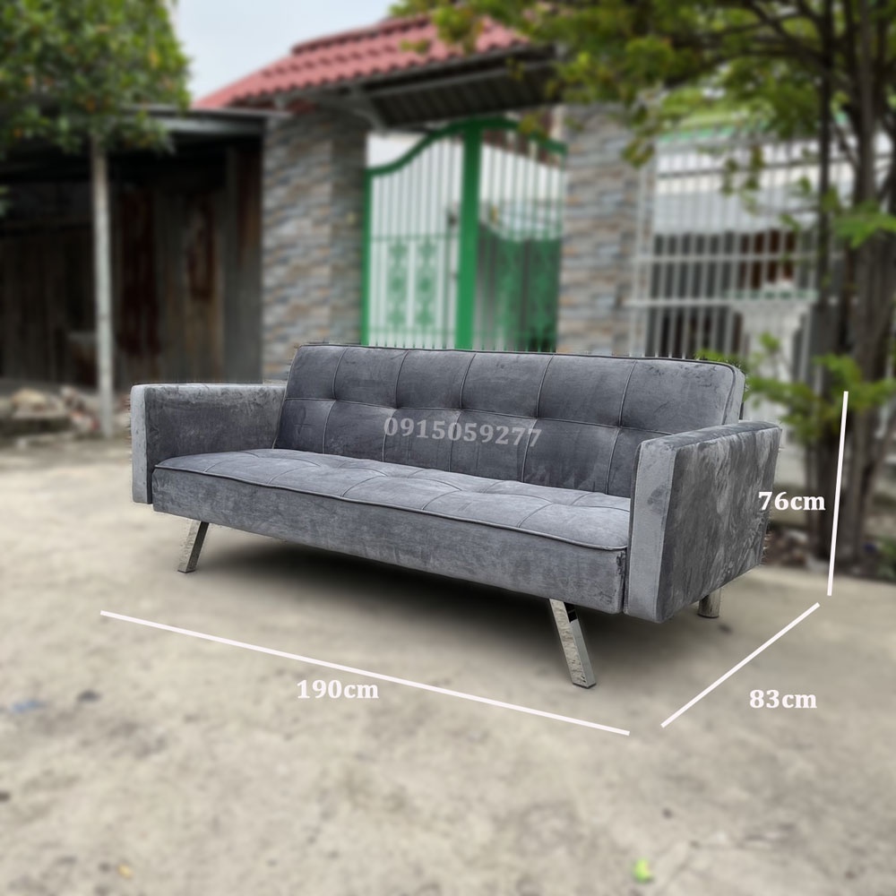 Sofa Bed thông minh có tay mã GBCTNX chất vải Nhung kích thước dài 1m9 giá kho