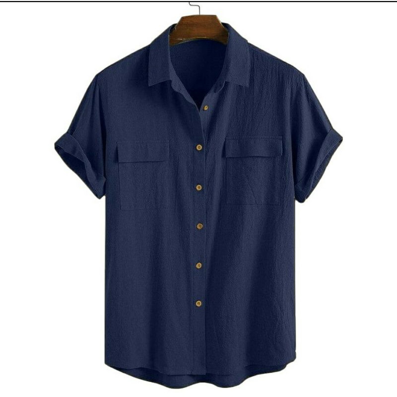 Áo Đũi Nam Cổ Bẻ Sơ Mi Đũi Áo Ngắn Tay Nam có cổ túi hộp Hana AD18 | BigBuy360 - bigbuy360.vn