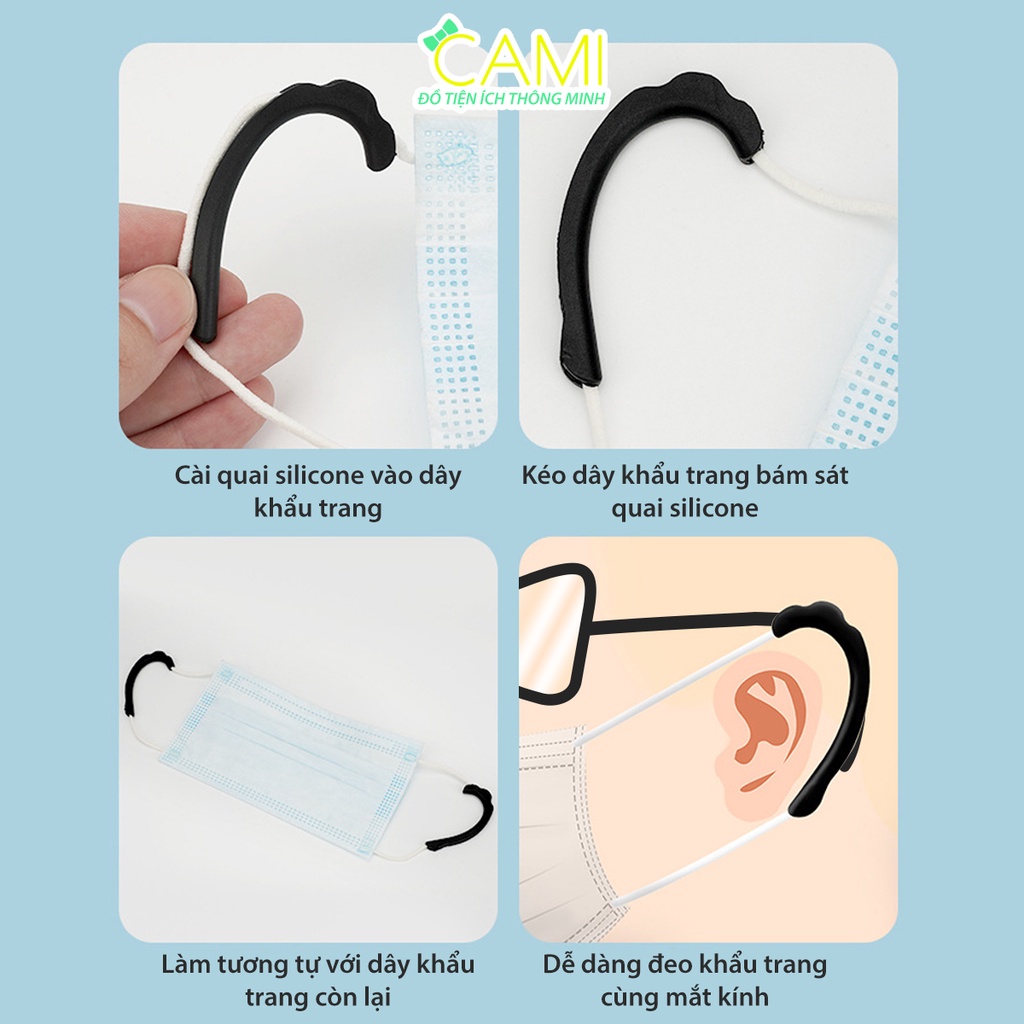 Quai đeo khẩu trang silicone không đau vành tai, chống hằn đỏ_Cami_CMPK195