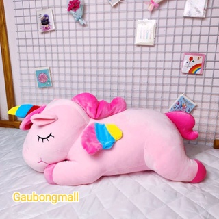 Gấu bông kỳ lân unicorn hồng, ngựa một sừng nhồi bông gòn trắng- Ảnh shop chụp