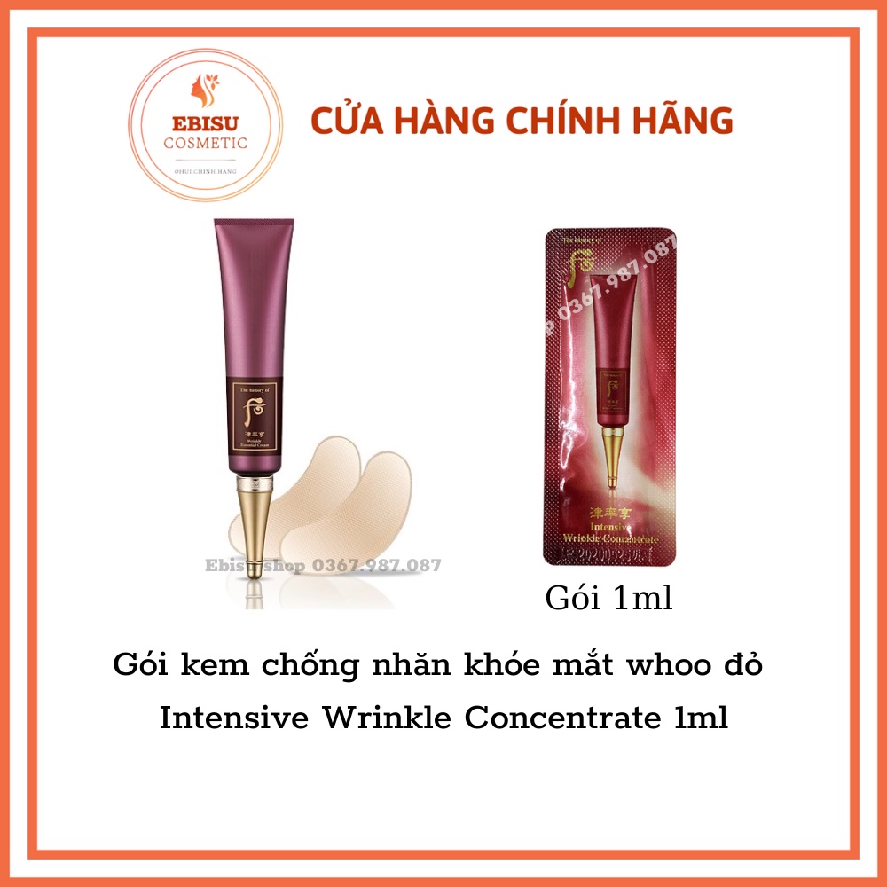 Gói kem chống nhăn khóe mắt whoo đỏ Intensive Wrinkle Concentrate 1ml_Ebisu