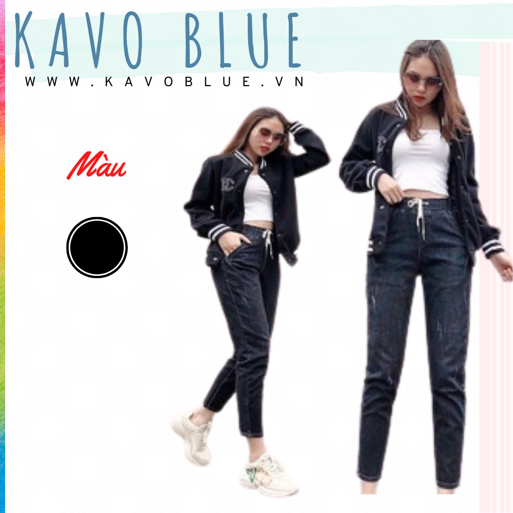 Quần Bò Nữ Cạp Chun KAVO BLUE Co Giãn 4 Chiều Chất Dày Dặn QC702-52