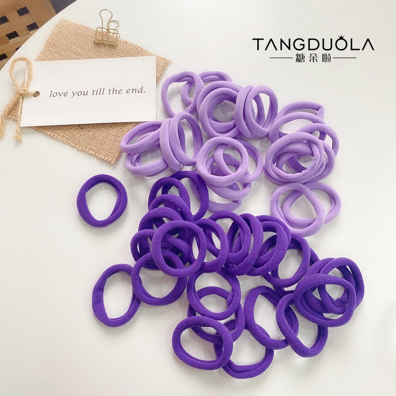 Set 50 Dây Cột Tóc Nylon Co Giãn Nhiều Màu Sắc Cho Nữ