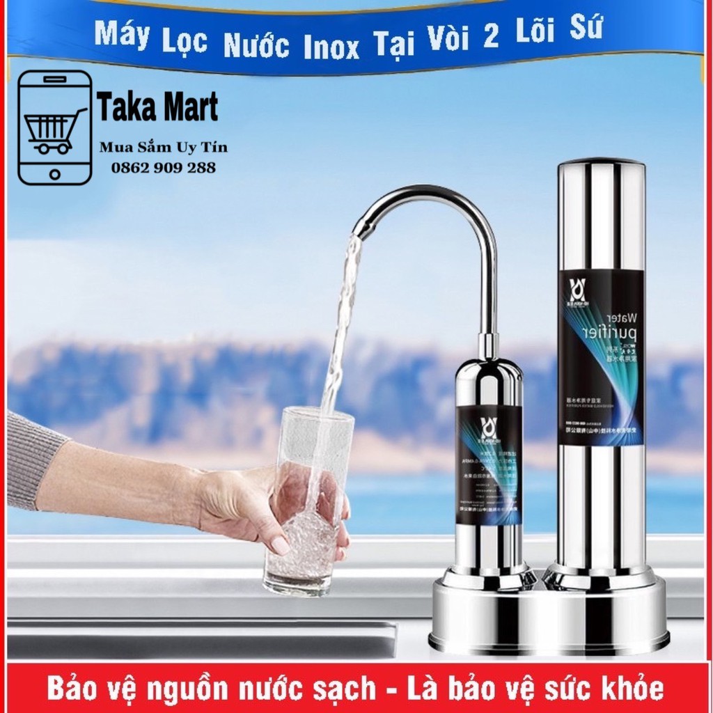 Máy Lọc Nước Lõi Sứ Water Purifier Min Máy Lọc Nước Dạng Đứng Tại Vòi Lọc Than Hoạt Tính Không Dùng Điện TK168