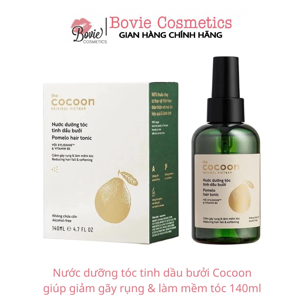 Nước dưỡng tóc tinh dầu bưởi Cocoon giúp giảm gãy rụng & làm mềm tóc 140ml - Bovie