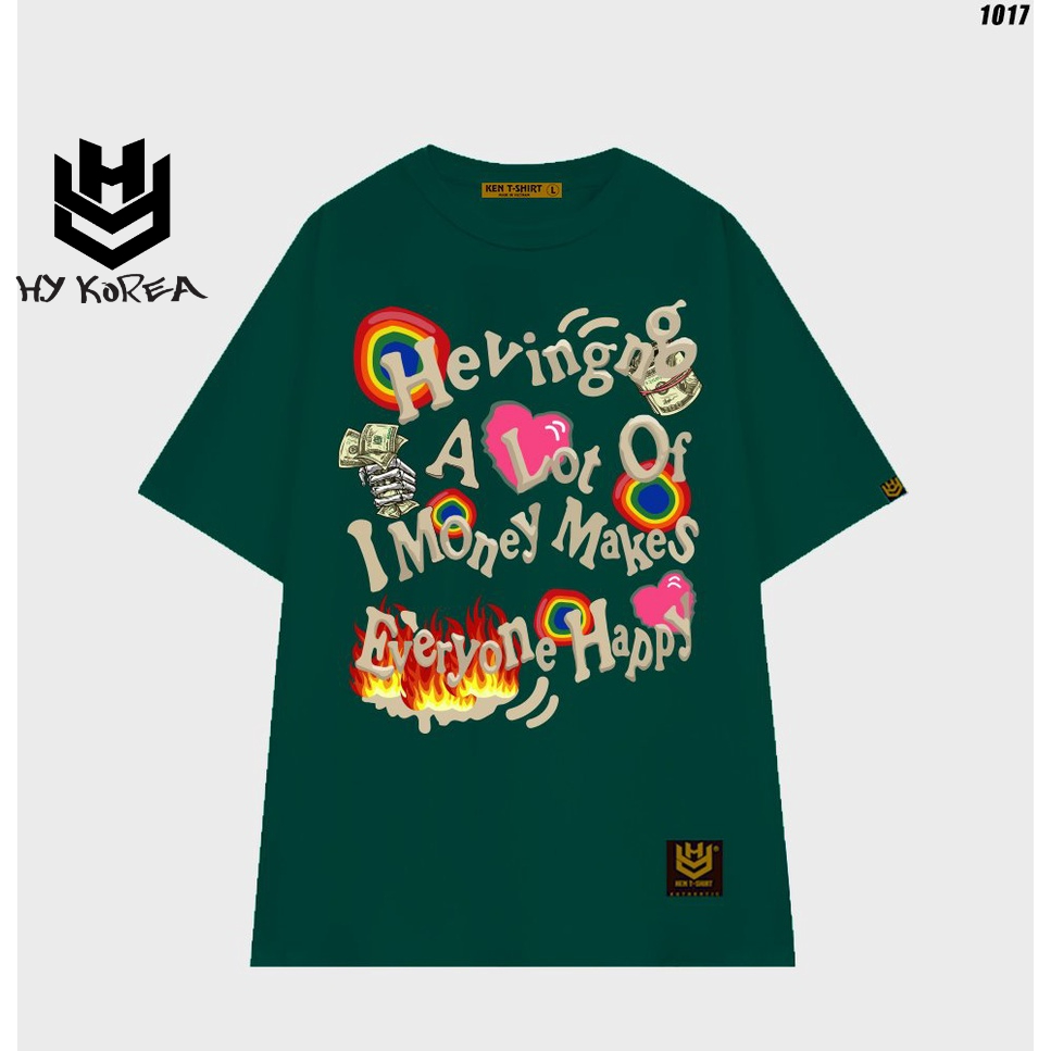 Áo thun form rộng tay lỡ cotton 75 A lot of money 1017 HY KOREA