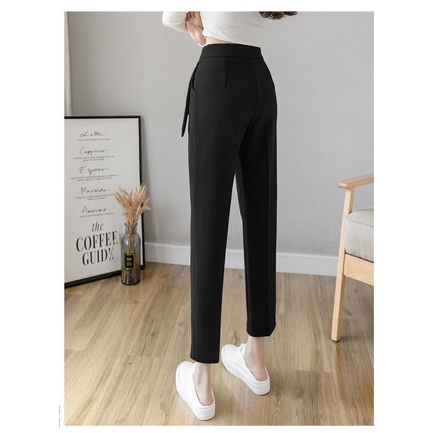 Quần baggy nữ lưng cao công sở DOLOXI đai 3 khuy nơ đẹp cao cấp Q73