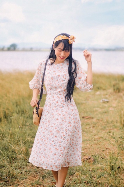 Đầm hoa maxi tay lửng | 3 MÀU | BigBuy360 - bigbuy360.vn