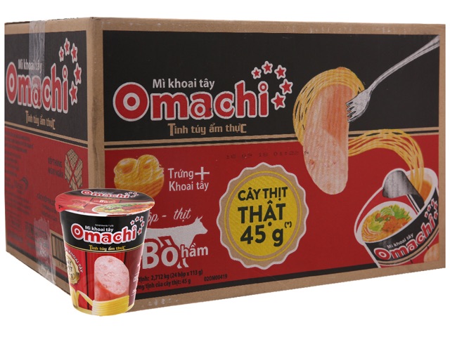 Mì ly Omachi có cây thịt thật,113g