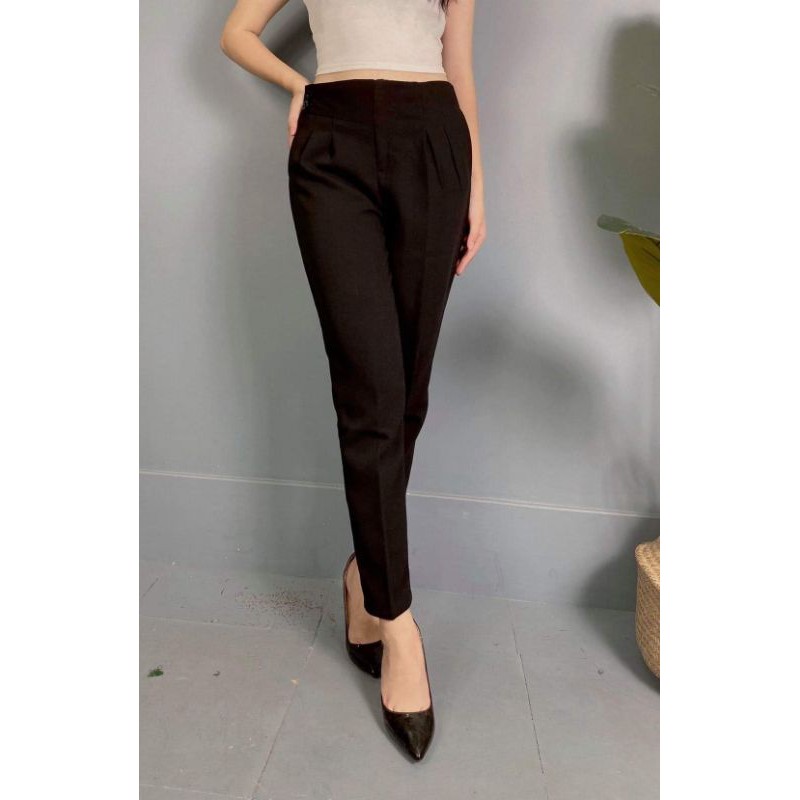 Quần Baggy Cạp Cao ⚡️HÀNG LOẠI ĐẸP ⚡️Chất Vải Tuytsi Cao Cấp Khóa Sườn Tạo Phong Cách Trẻ Trung